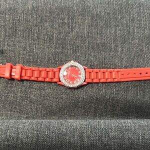 Red Watch with Silver Accents